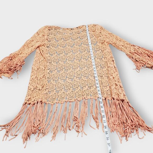 BKE Buckle Floral Crochet Lace Frill Cardigan Top Orange Sz Small Boho Western - Picture 14 of 14